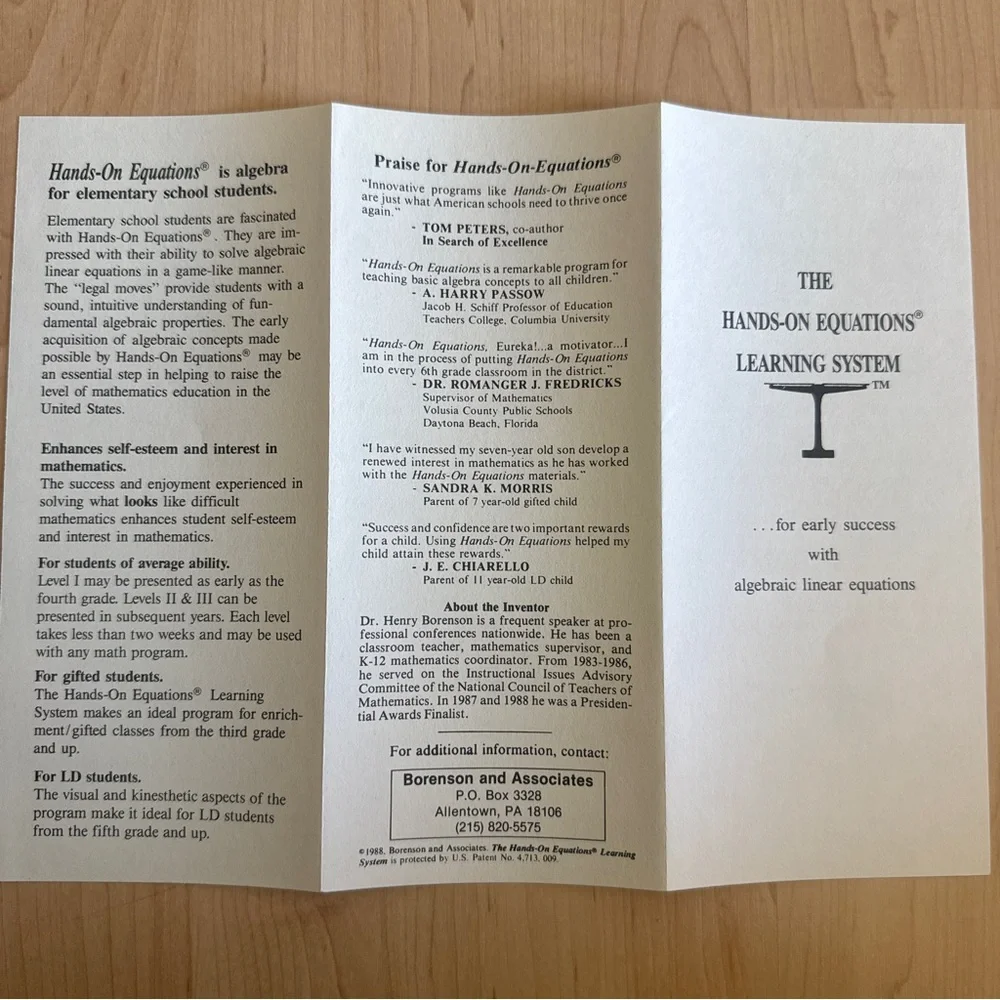 The Hands-On Equations Learning System for Teaching Algebraic Linear Equations
